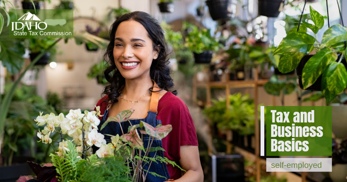 Woman owner of a flower shop. Class name: Tax and Business Basics for Self-Employed